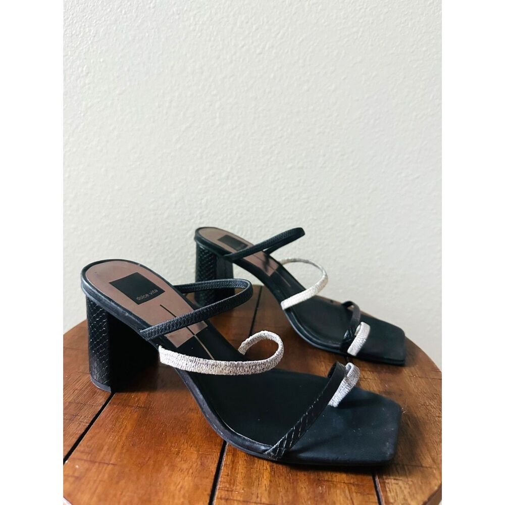 Dolce Vita Strappy Block Heel Sandals 9 Wedding Cocktail Y2K Formal Black Prisma